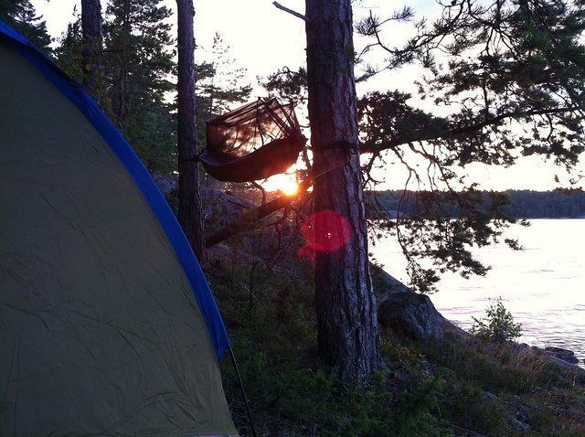 Hängmatta och tält